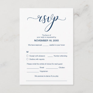 Modern Elegant RSVP, Marinblå, Svara Tilläggskort
