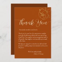 Modern Elegant Rust Brown Fall Wedding Tack Inbjudningar