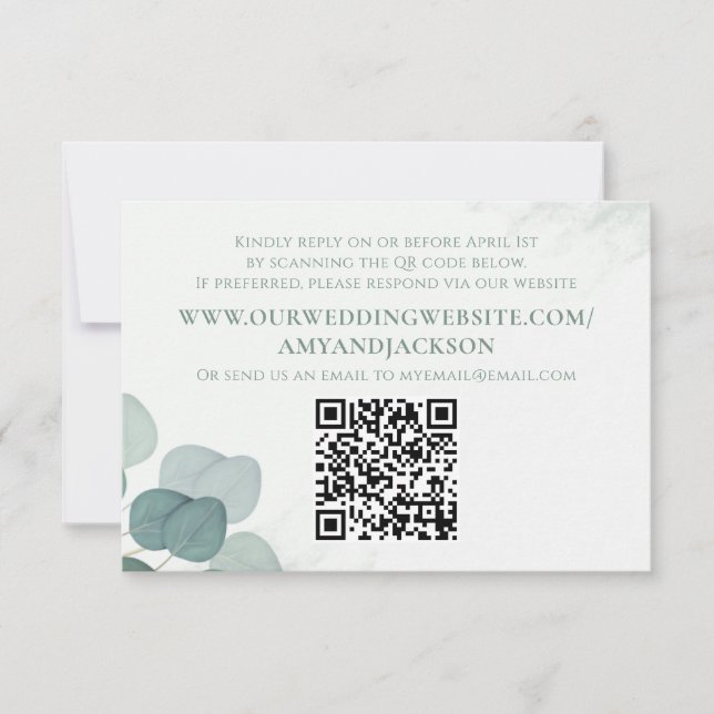 Modern Elegant Rustic Eucalyptus QR-kodwebbplats OSA Kort (Framsida)