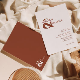 Modern Elegant Rustic Terracotta och White Bröllop Inbjudningar