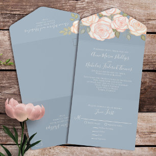 Modern Elegant Rustic Watercolor Blommigt Dusty Bl