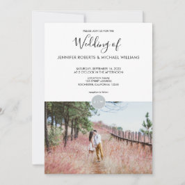 Modern elegant - Rustik monogramfoto Bröllop Inbjudningar