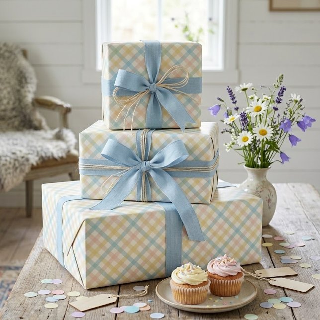 Modern Elegant Rutigt Mönster Inpackningspapper Presentpapper (Skapare uppladdad)