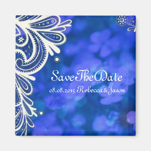 modern elegant safir blue och white snöre magnet