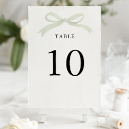 Modern Elegant Sage Green Bow Wedding Bordsnummer