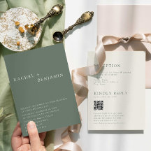 Modern Elegant Sage Green Wedding QR Code RSVP