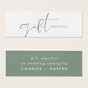 Modern Elegant Sage Grönt Bröllop Gift-register Litet Visitkort