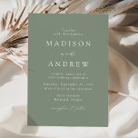 Modern Elegant Sage Grönt Bröllop Inbjudningar<br><div class="desc">Minimalistiska,  moderna bröllopsinbjudningar med information om bröllop i vita bokstäver med calligraphy-skript. Du kan ändra sidans bakgrund till en färg som du vill ha grönten till. Designad att samordna med vår moderna elegance bröllop-samling.</div>