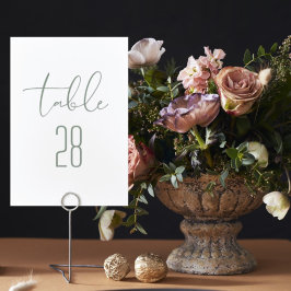 Modern Elegant Sage Grönt Neutralt White Bröllop Bordsnummer