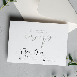 Modern Elegant Sage Grönt Neutralt White Bröllop OSA Kort