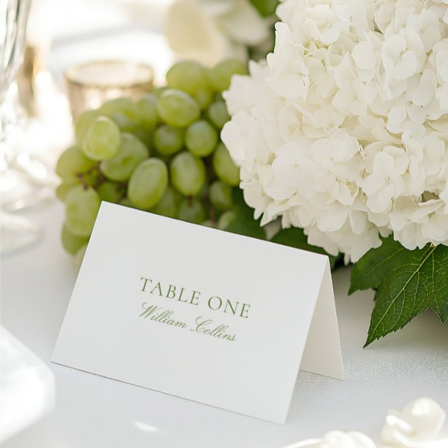 Modern Elegant Sagegrön Bröllopsplatskort Bordsnummer (Modern Elegant Sage Green Wedding Place Card)