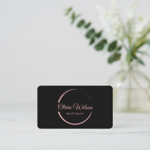 Modern Elegant Salong personlig svart QR-kod Visitkort