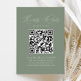 Modern Elegant Salvia Grön QR-kod RSVP Tilläggskort