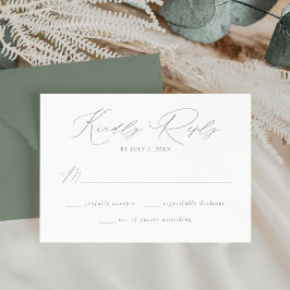 Modern Elegant Salvia Grön Script Bröllop OSA Kort