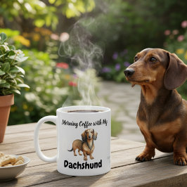 Modern Elegant Sandbrun DACHSHUND Kaffe Benporslin Mugg