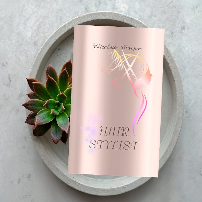 Modern Elegant Scissors Hair Rose Gold Visitkort (Skapare uppladdad)