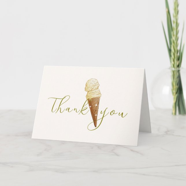 Modern Elegant Scoop Ice Cream Script Baby Shower Tack Kort (Framsida)