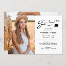 Modern Elegant Script 2 Sided Photo Grad