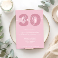 Modern Elegant Script 30års födelsedag-inbjudan