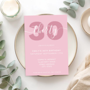 Modern Elegant Script 30års födelsedag-inbjudan Inbjudningar