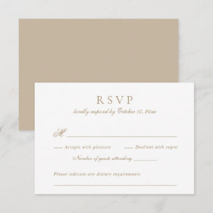 Modern Elegant Script Antique Guld Bröllop OSA Inbjudningar