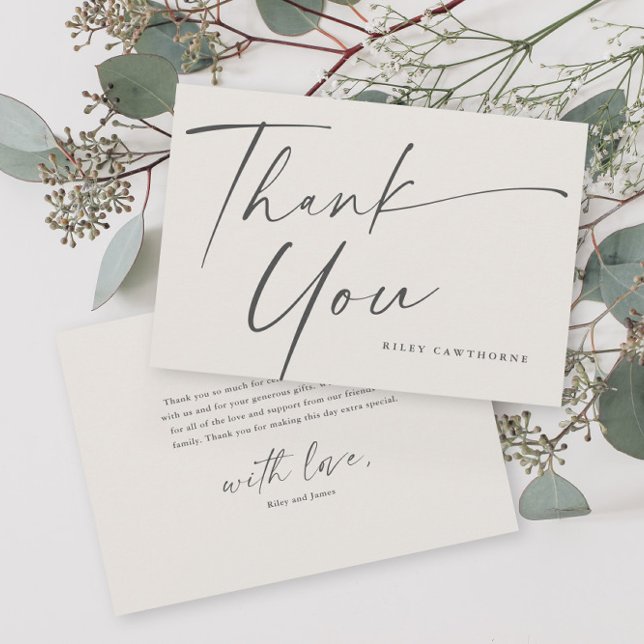 Modern Elegant Script Baby Shower Tack Kort (Skapare uppladdad)