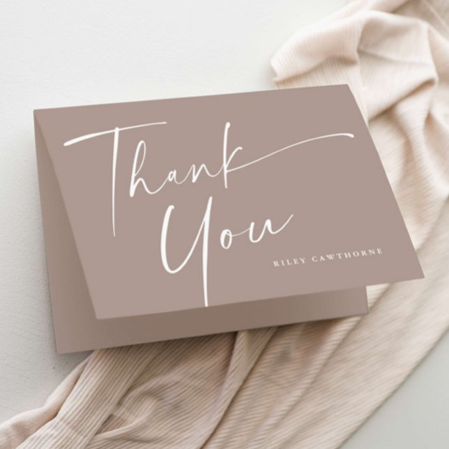 Modern Elegant Script Baby Shower Tack Kort (Simple modern handwritten script gender neutral baby shower thank you card.)