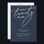 Modern Elegant Script Black 21:a födelsedagen Part Inbjudningar<br><div class="desc">Modern minimalistisk inbjudan till 21:a födelsedagspartiet med enkel design med handskrivet skript för elegant.</div>