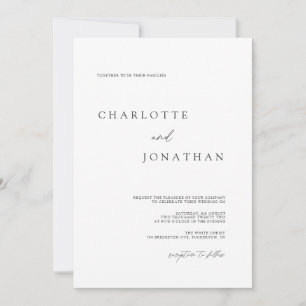 Modern Elegant Script Black and White Bröllop Invi Inbjudningar