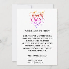 Modern Elegant Script Black White Bröllop Tack Kort