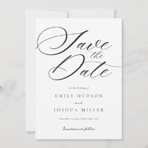 Modern Elegant Script Bröllop Spara Datumet