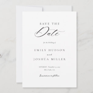 Modern Elegant Script Bröllop Spara Datumet