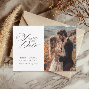 Modern Elegant Script Bröllop Spara Datumet