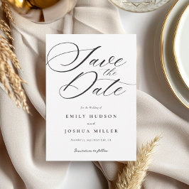 Modern Elegant Script Bröllop Spara Datumet