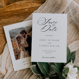 Modern Elegant Script Bröllop Spara Datumet