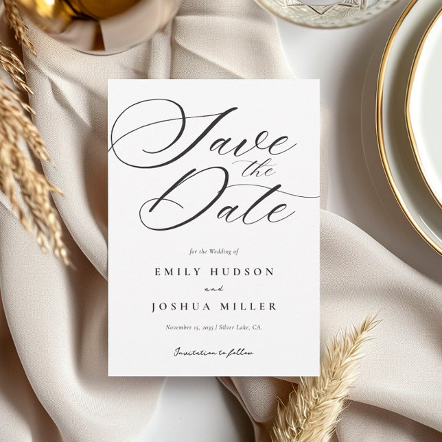 Modern Elegant Script Bröllop Spara Datumet (Skapare uppladdad)