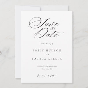 Modern Elegant Script Bröllop Spara Datumet