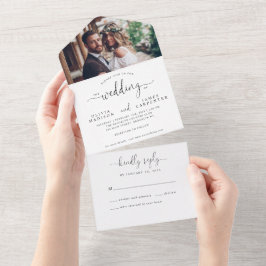 Modern Elegant Script Calligraphy Photo Bröllop