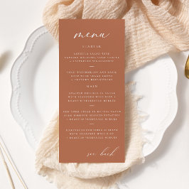 Modern Elegant Script Clay Bröllop Menu Reklamkort