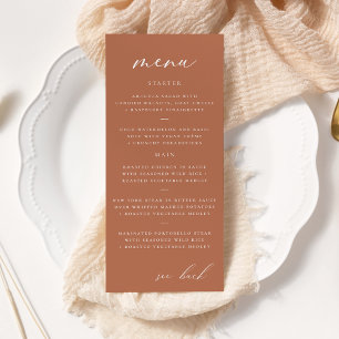 Modern Elegant Script Clay Bröllop Menu Reklamkort