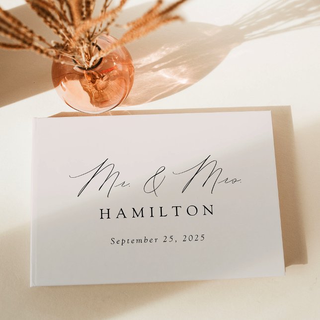 Modern Elegant Script Cream Photo Bröllop Gästböcker (Skapare uppladdad)