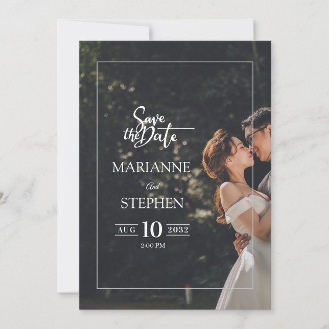 Modern Elegant Script Custom Photo Wedding  Inbjudningar (Framsida)