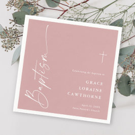 Modern Elegant Script Damig rosa flickor dop Pappersservett