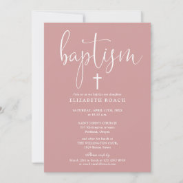 Modern Elegant Script Dammig Rosa Dop Inbjudningar