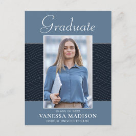 Modern | Elegant Script Dusty Blue 1 Photo Grad Vykort