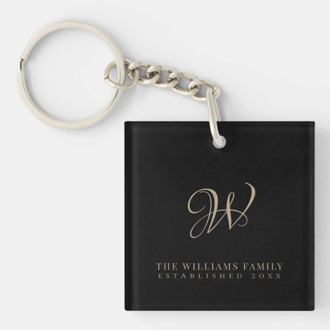 Modern Elegant Script-familjen Monogram Guld Black (Framsidan)