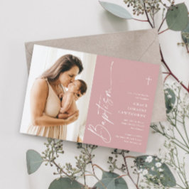 Modern Elegant Script Flickor Foto Dop Inbjudningar