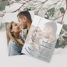 Modern Elegant Script Foto Bröllop Inbjudningar