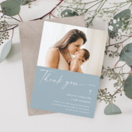Modern Elegant Script Foto Dopning Tack Kort