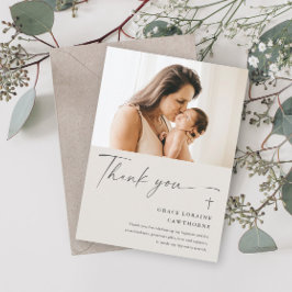 Modern Elegant Script Foto Dopning Tack Kort